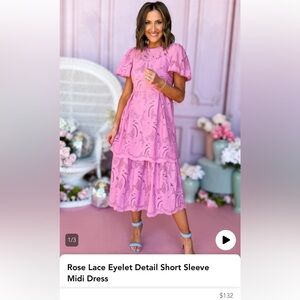 Beautiful rose colored lace, tiered dress.